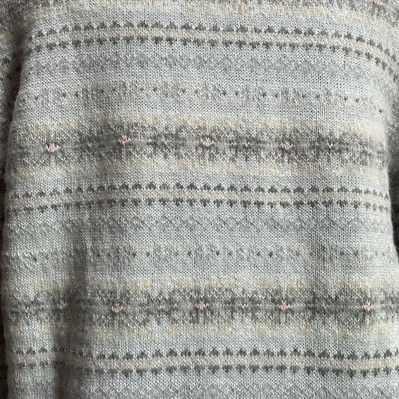 Ralph Lauren blue Fair Isle cotton wool cashmere rabbit Sweater Size Large - Picture 5 of 10